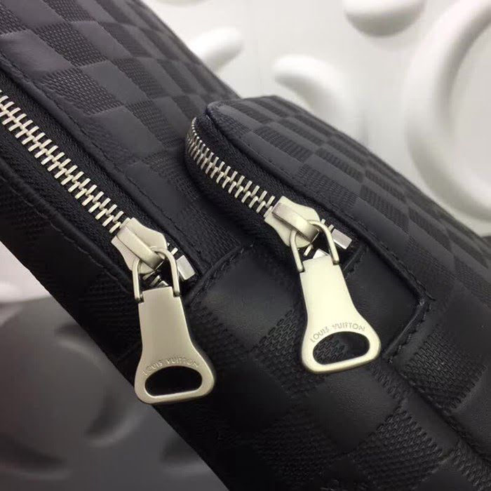路易威登LV頂級原單N41720 AVENUE 單肩包 Damier Infini牛皮鑲飾 緞面磨砂銀色金屬件 YDH1579